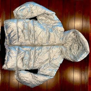 Zara girls silver puffer jacket.